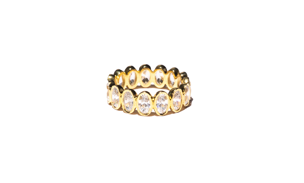 Oval Crystal Halo Ring